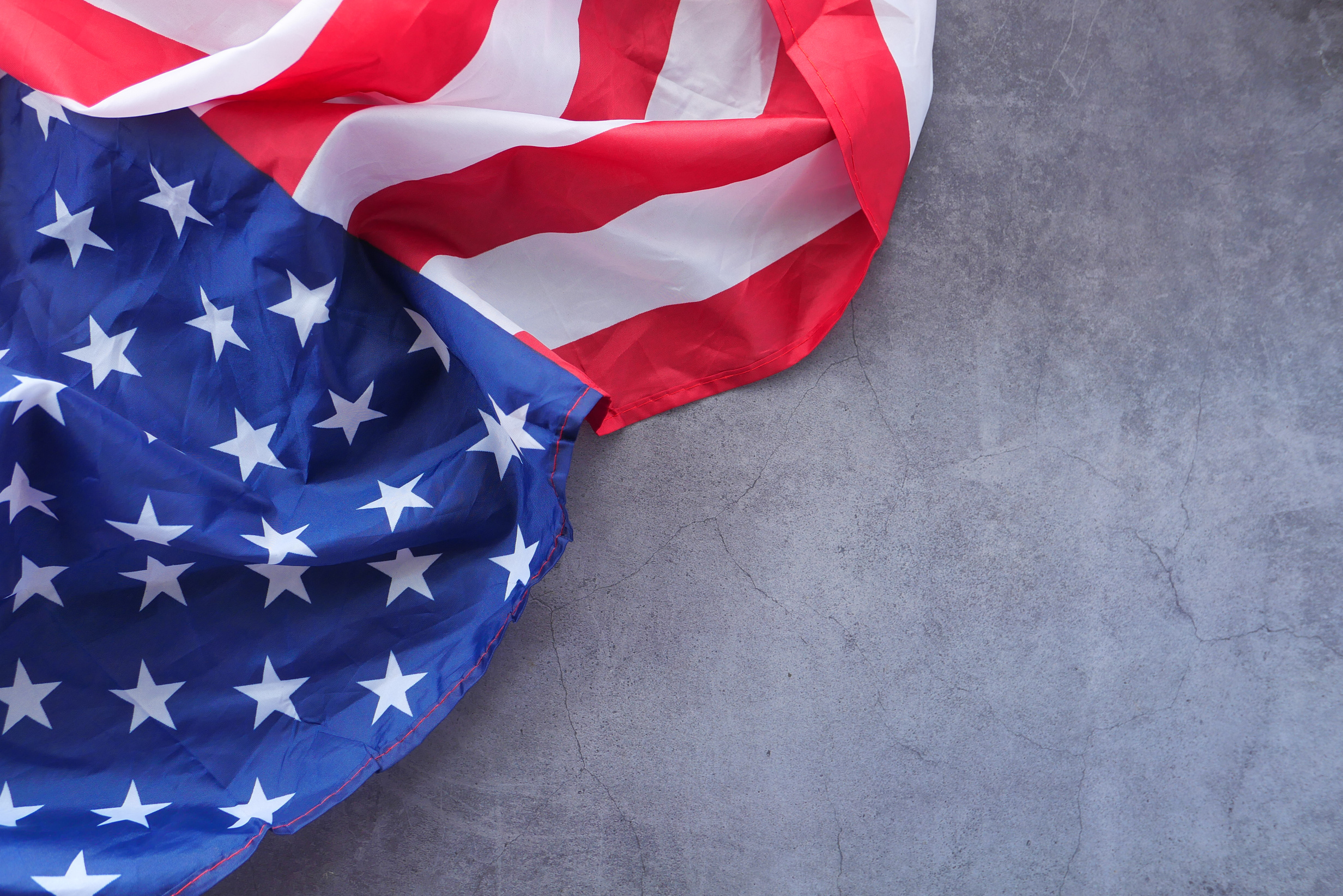 American Flag on Black Background with Copy Space ,